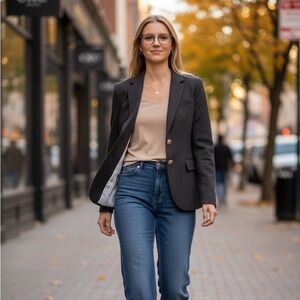 Classic J Crew Factory Wool Blend Blazer with Gold Buttons